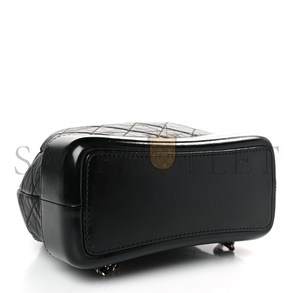 Ch*el master aged calfskin quilted small gabrielle backpack black a94485 (23*22.5*10.5cm)